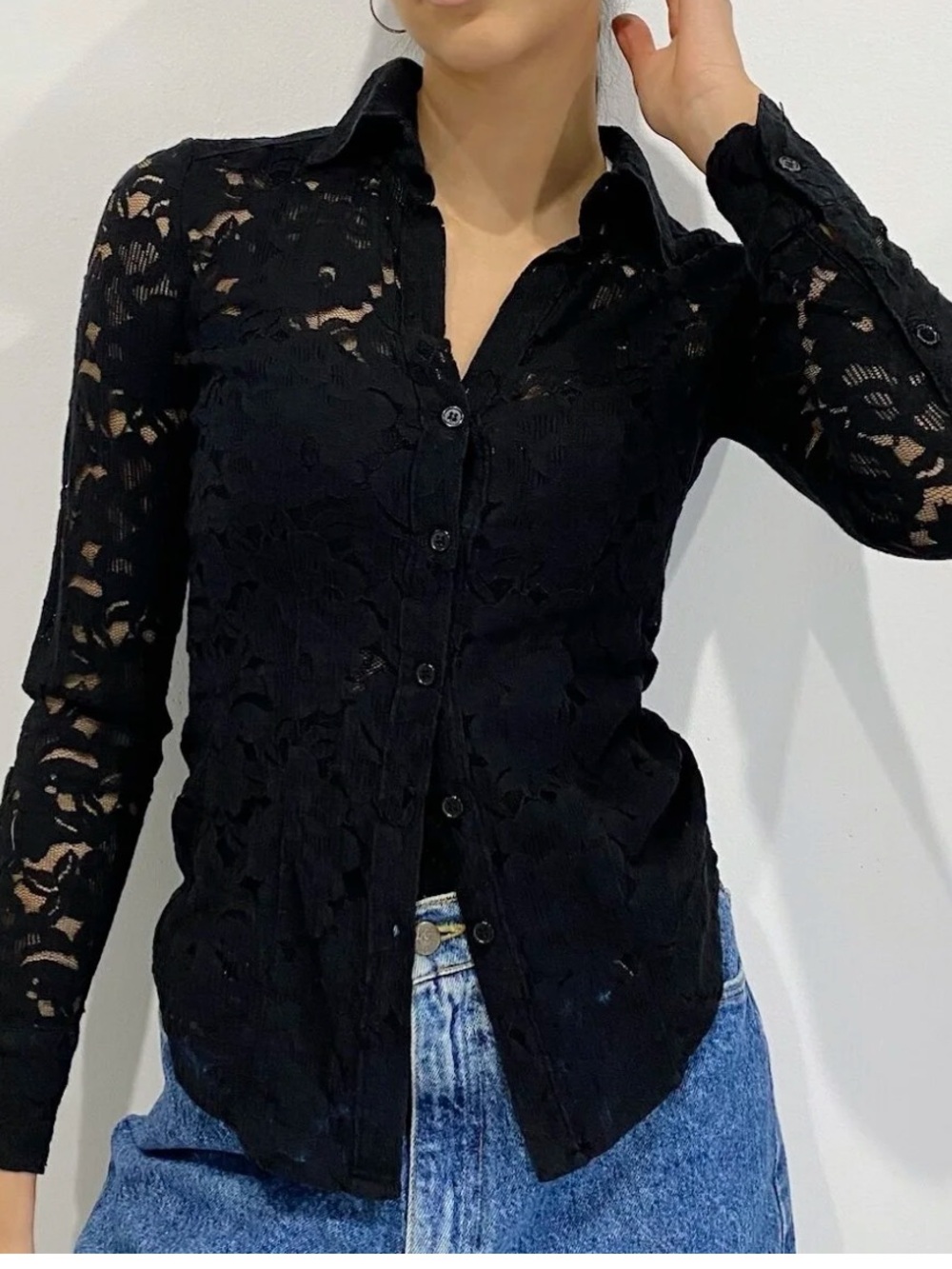 Studio De Compagnie Paris Lace Knit Blouse With Matching Camisole Underlay